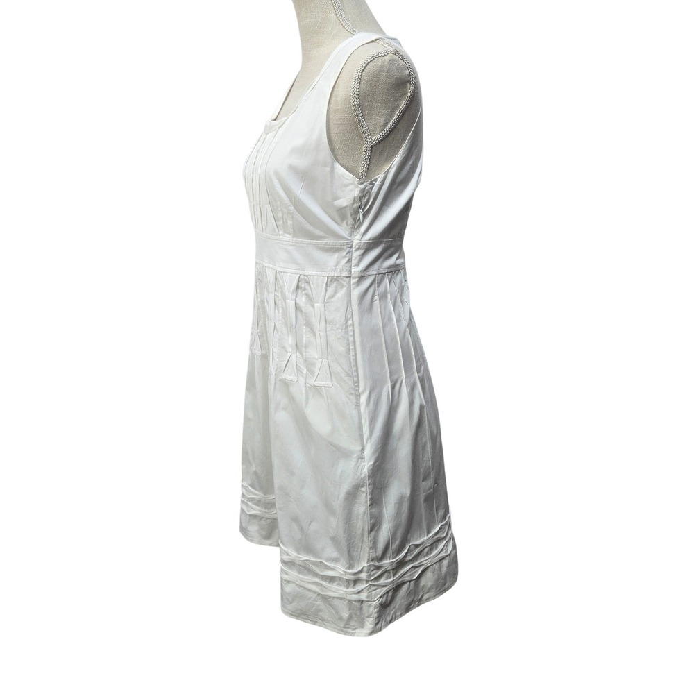 Frances Valentine Dress Size 4 White Pintuck Pleated Fit Flare Cotton #1059 - Picture 5 of 9